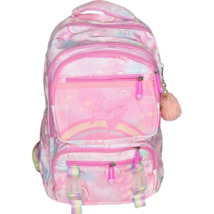 MOCHILA NIÑA ROSADA TRIPLE BOLSILLO