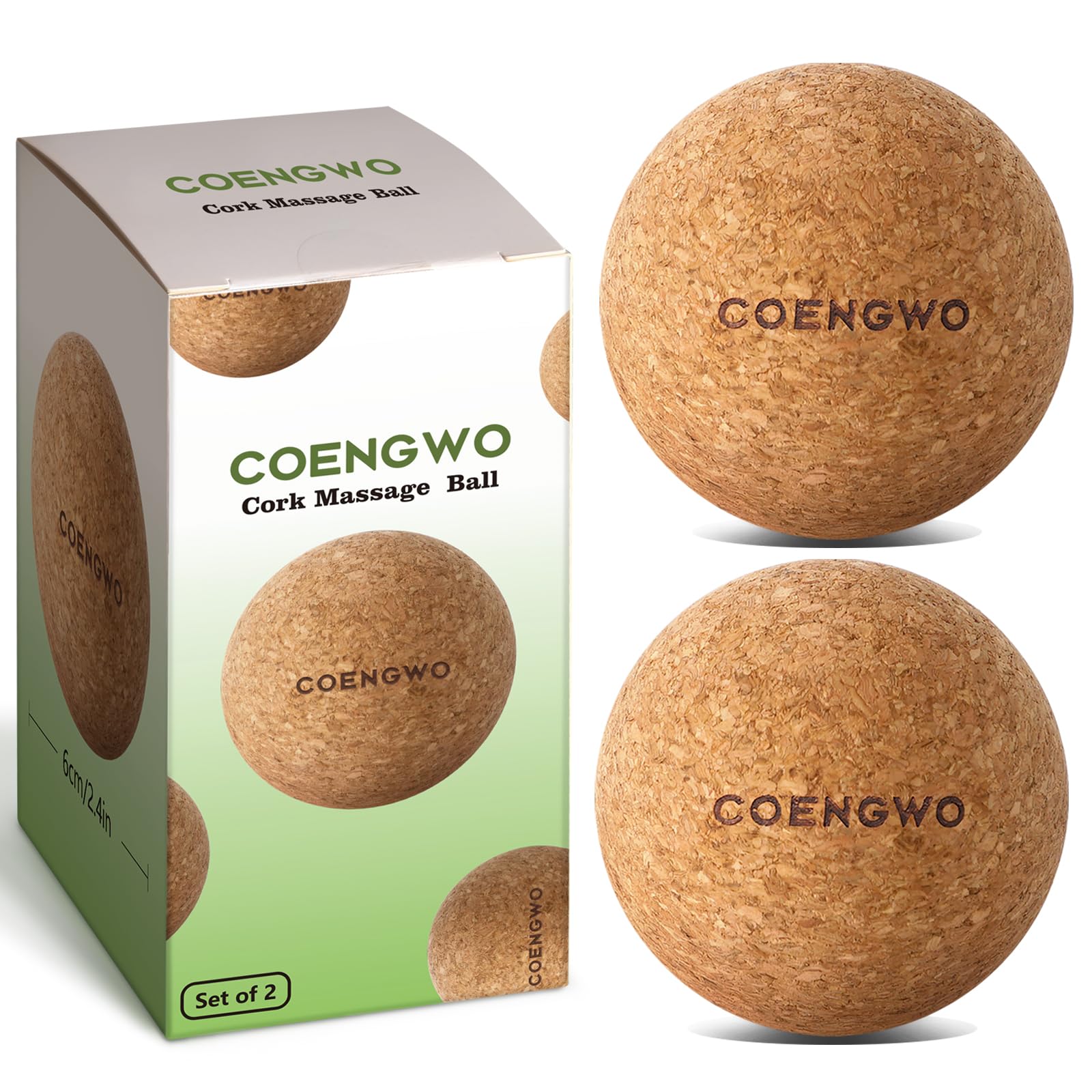 COENGWO Cork Ball Lacrosse Ball Deep Tissue Muscle Tension Therapy Ball for Trigger Point Therapy Muscle Soreness Yoga Therapy 2.4 Inch