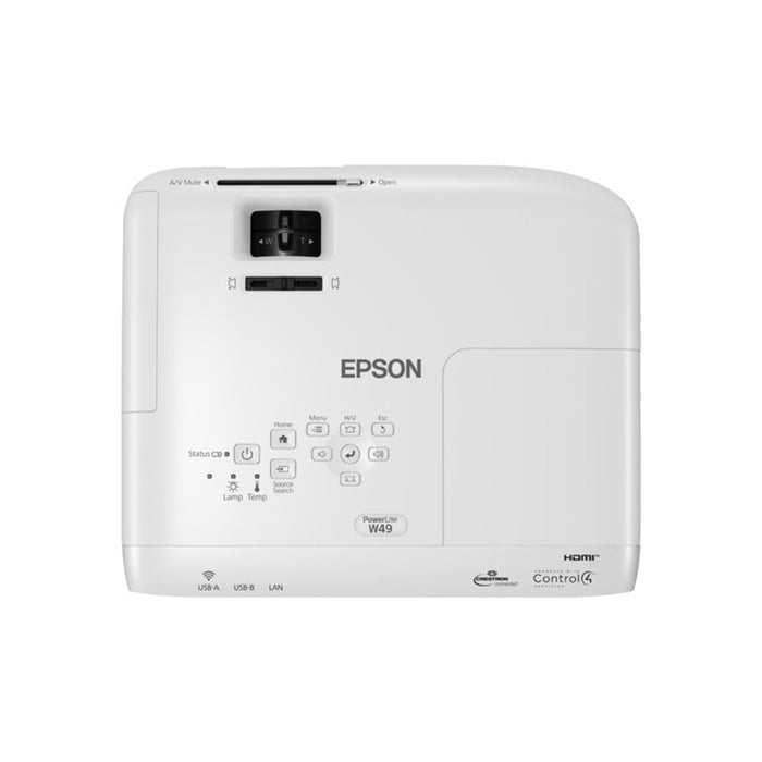 PROYECTOR EPSON POWERLITE W49 WXGA 3800 LUMENES/HDMI/WIFI OPCIONAL ELPAP11 V11H983020