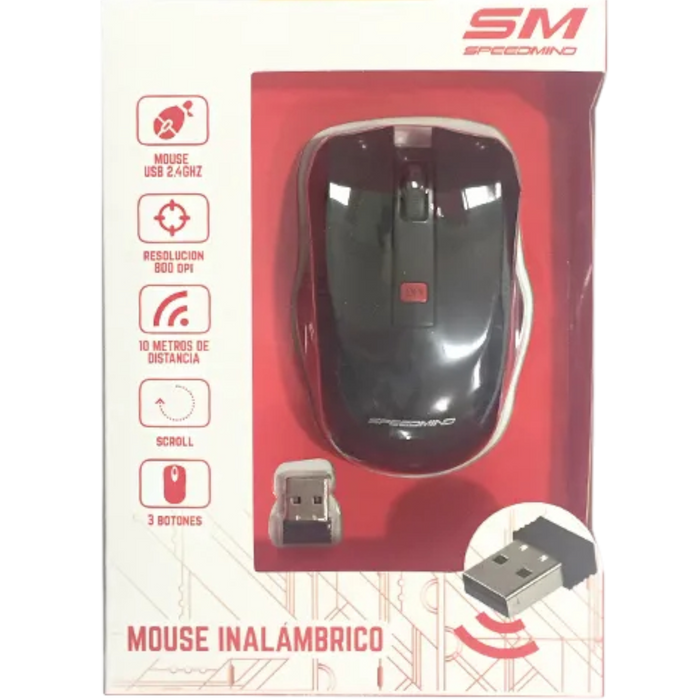 MOUSE SPEEDMIND USB SMMOU04 OPTICAL 3D/COLOR NEGRO/ECO