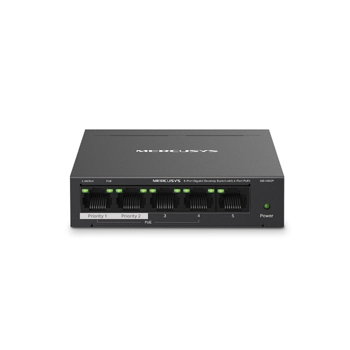 SWITCHES MERCUSYS MS105GP / 5 PUERTOS GIGABIT /4 POE /CARCASA DE METAL